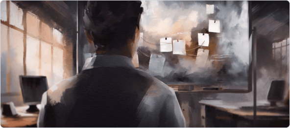 Illustration of person looking at a board