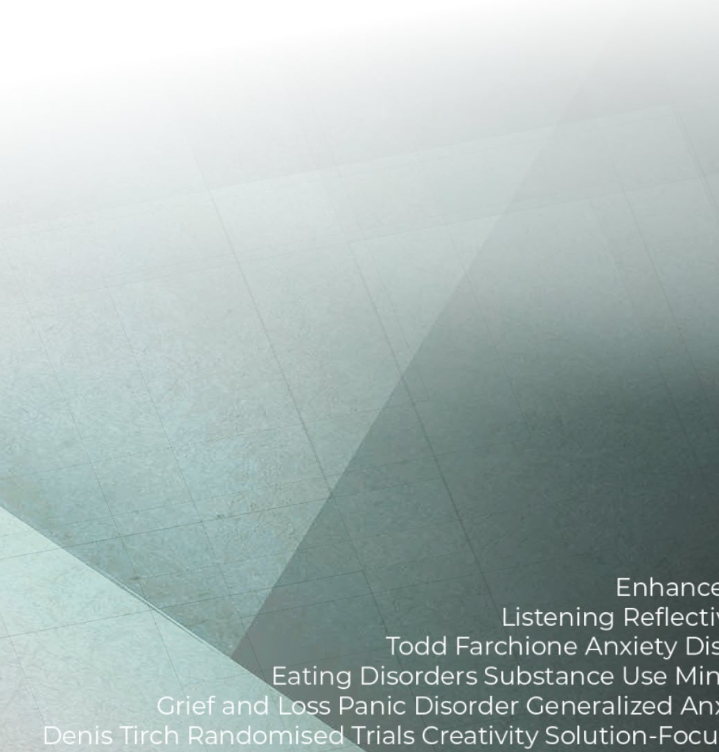 A triangle shaped formation of psychology words on top of a green background with geometric lines and shapes